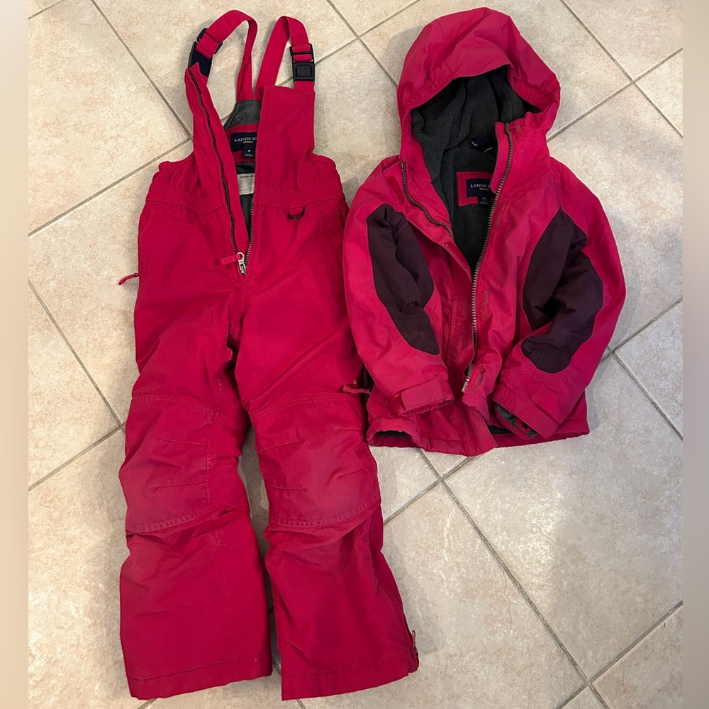 Lands' End Raspberry Red Squall Snow Jacket and Pants